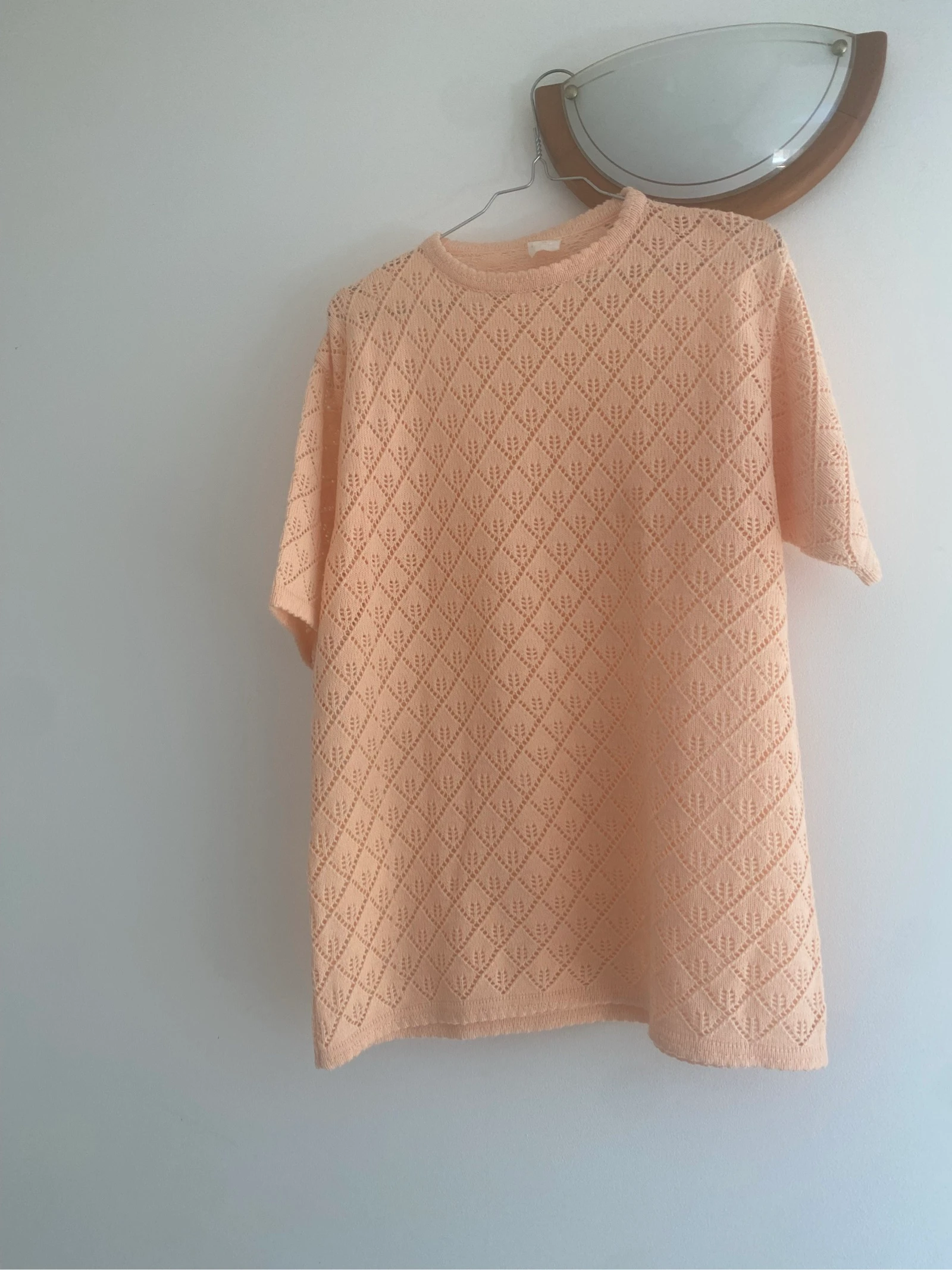 Pull / Top maille ajourée pêche - Taille 42/44  vintage